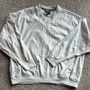 Men's Eddie Bauer Cream V-Neck Golf pullover-XXL